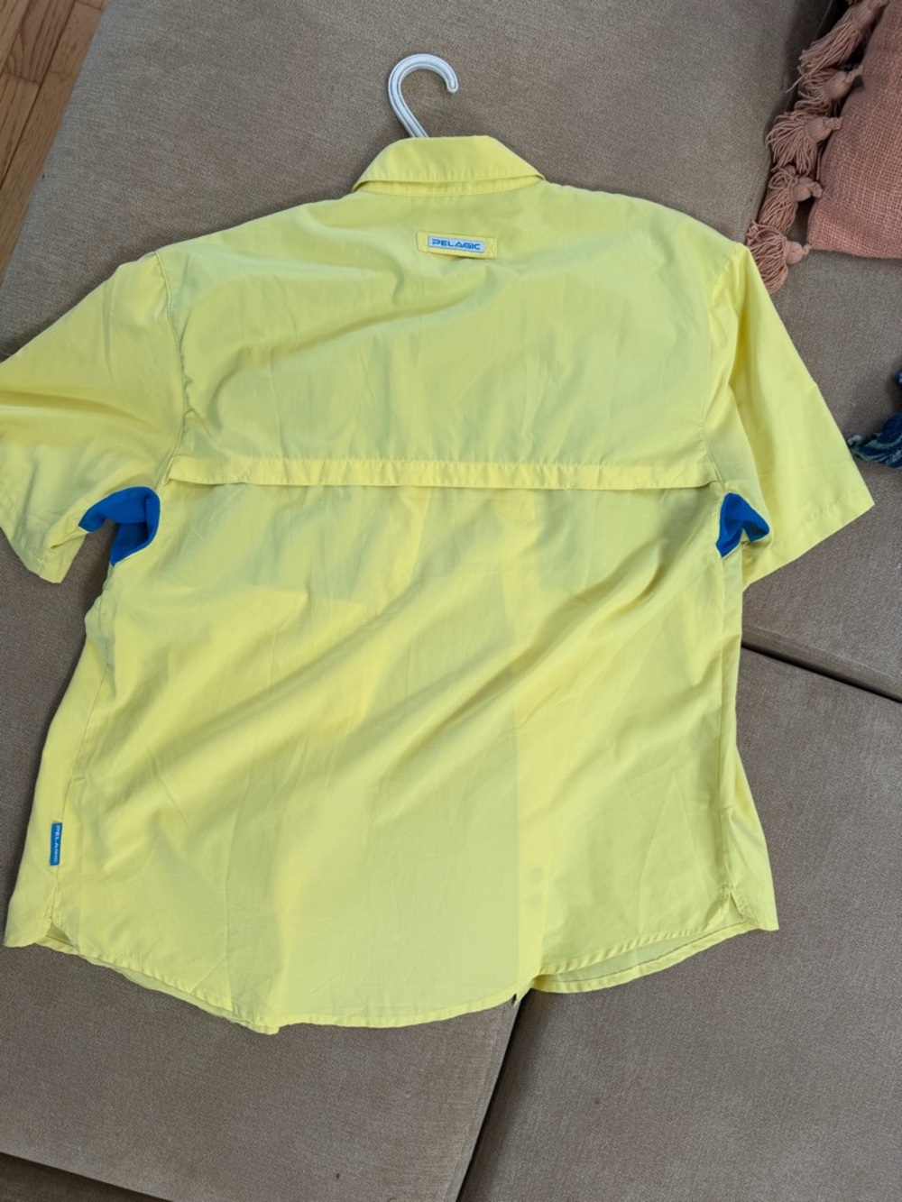 Pelagic Yellow Short-Sleeve Button-Up Shirt with Blue Accents - Picture 4 of 4